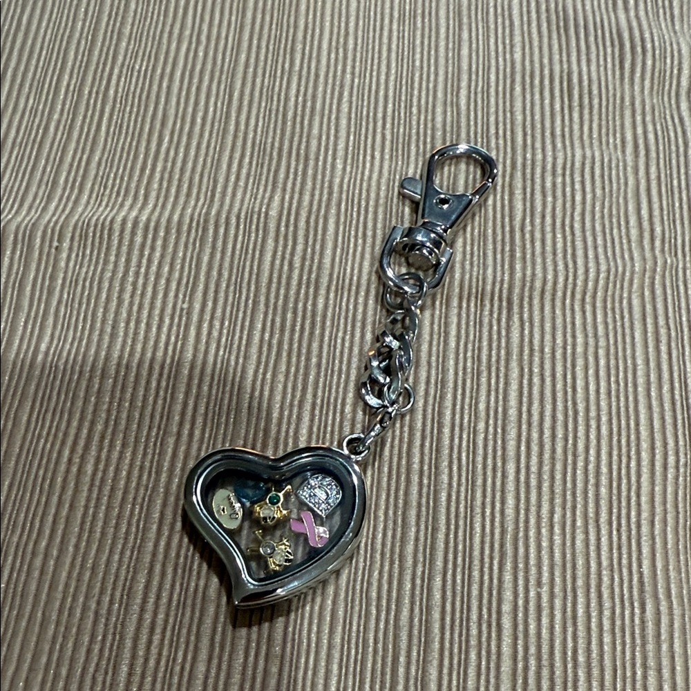 Brighton Silver Heart Keychain with Charms